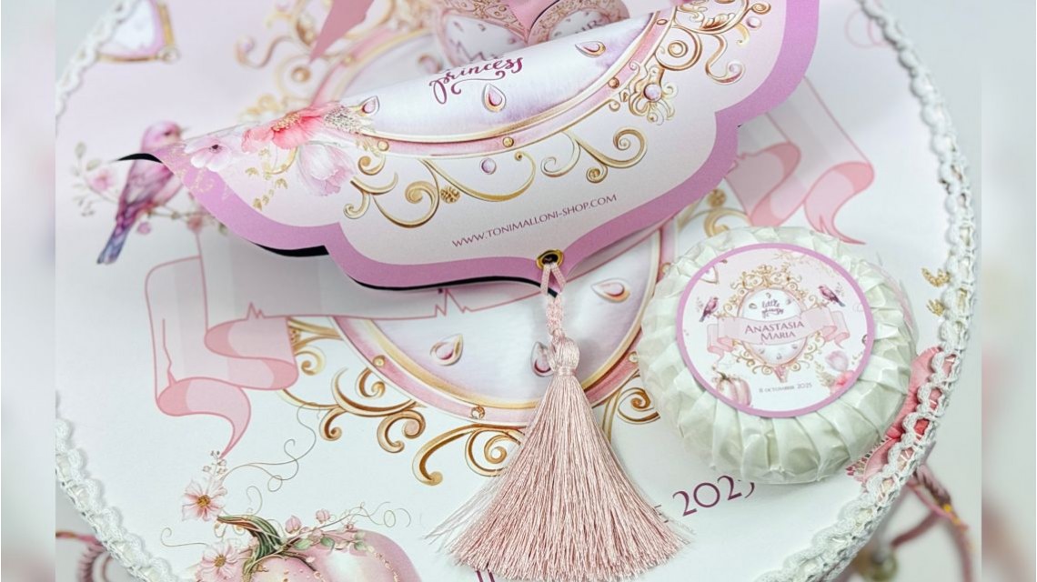 Trusou botez Princess Pink tematică prințesă, elegant și brodat 34
